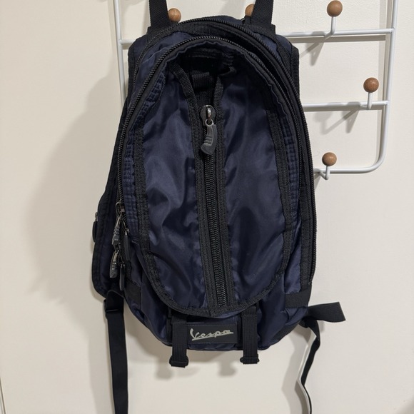 Vintage Vespa Mini Backpack 20" Navy Blue Black Scooter Commuter